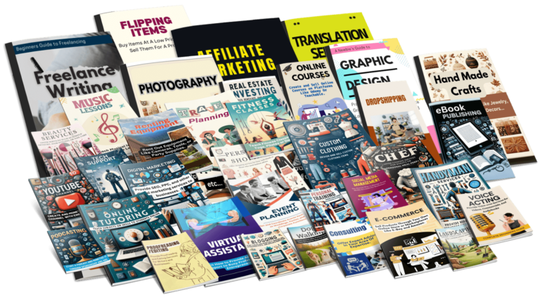 Side Hustle PLR Guides bundle with 45 side hustle resources